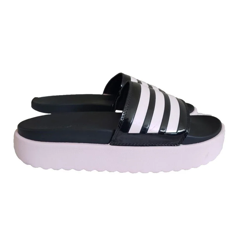 Adidas Shoes Adilette Platform Slides Sandals Black/Pink Men's Size 10 IH0720